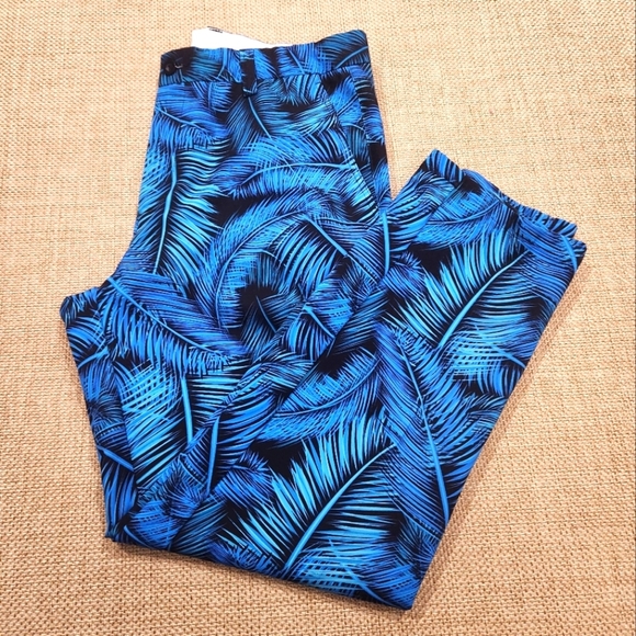 HRESKI Other - Hreski‎ Pants Mens 34x29 Blue Black Floral Print Golf Chino Straight Stretch